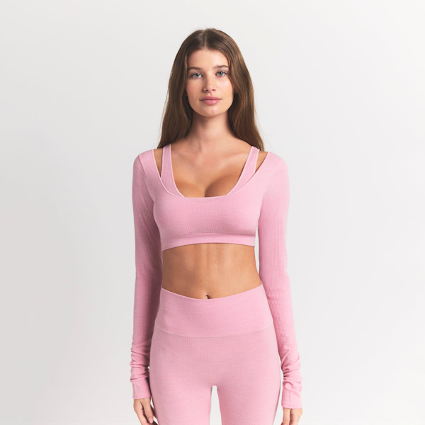 Skims WOOL RIB LONG SLEEVE SUPER CROPPED TOP