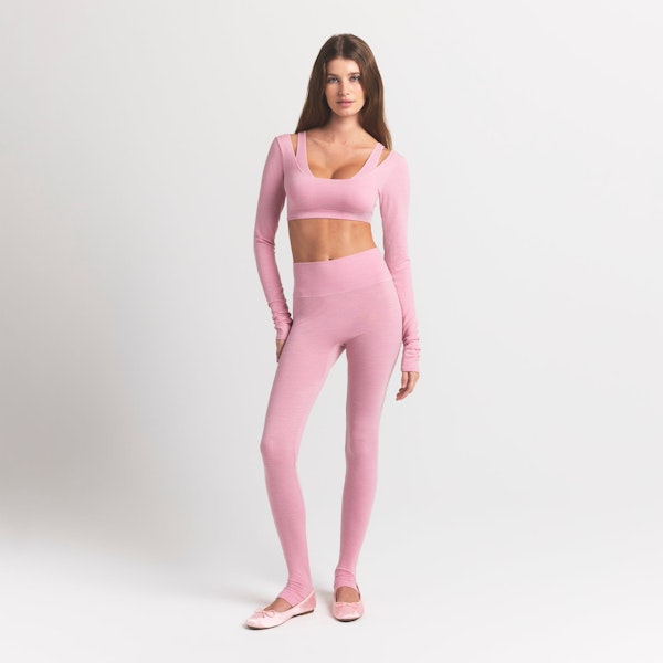 skims WOOL RIB LONG SLEEVE SUPER CROPPED TOP