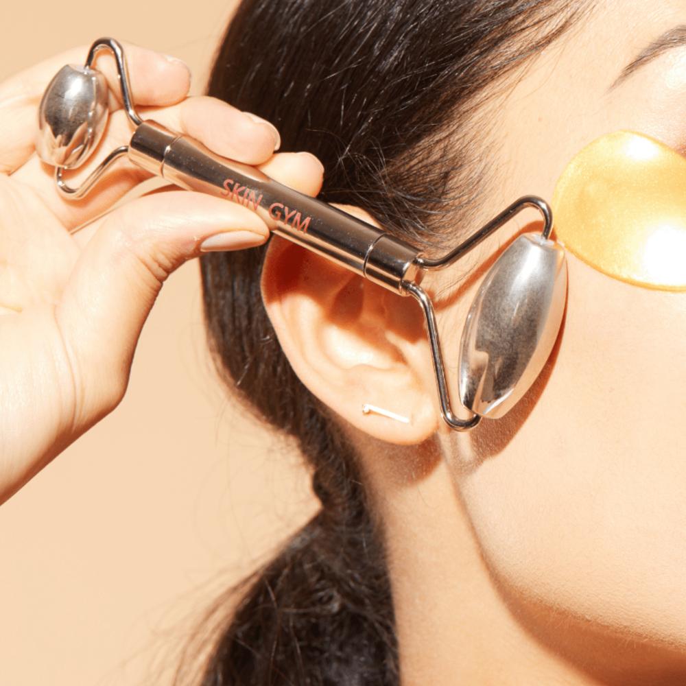 Skin Camp Cryo Stainless Steel Facial Roller & Gua Sha Set