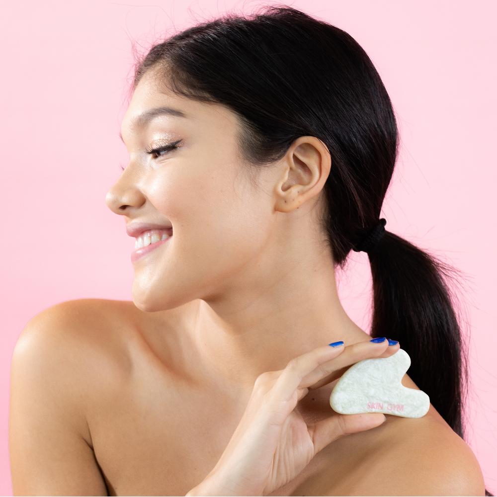 Skin Camp Jade Heart Shaped Gua Sha Facial Massage Tool