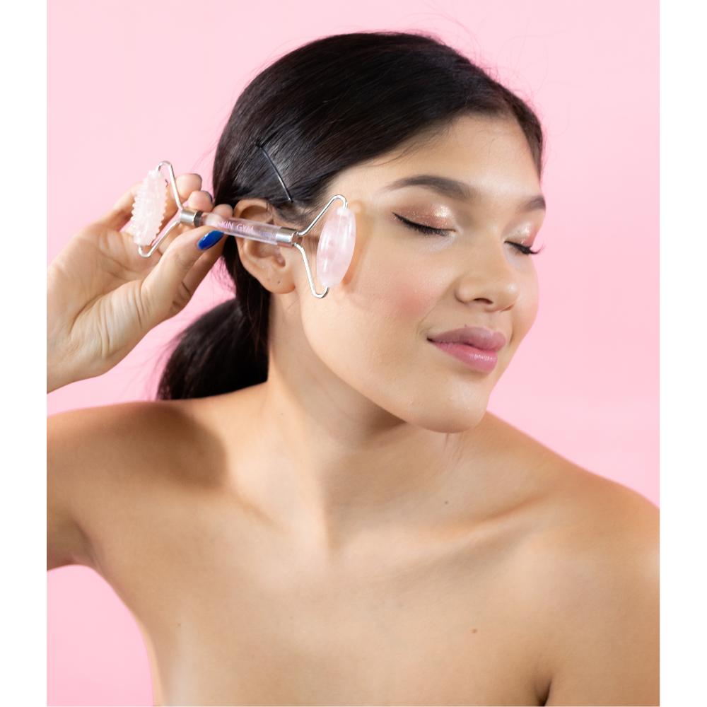 Skin Camp Rose Quartz 2D Texturized And Smooth Facial Roller