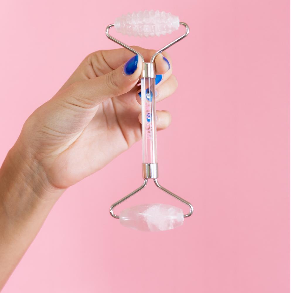 Skin Camp Rose Quartz 2D Texturized And Smooth Facial Roller