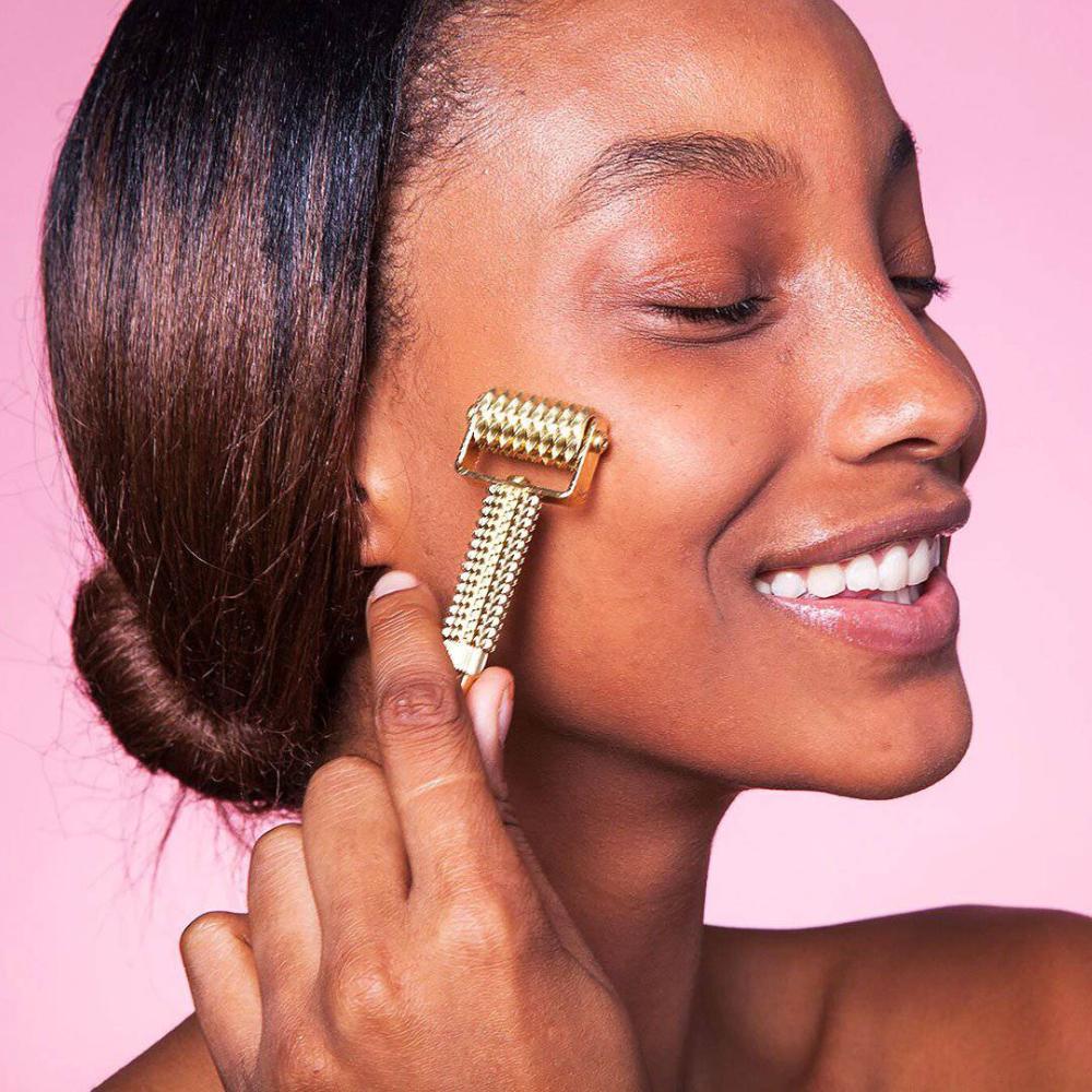 Skin Camp Gold Textured Face Roller & Massager