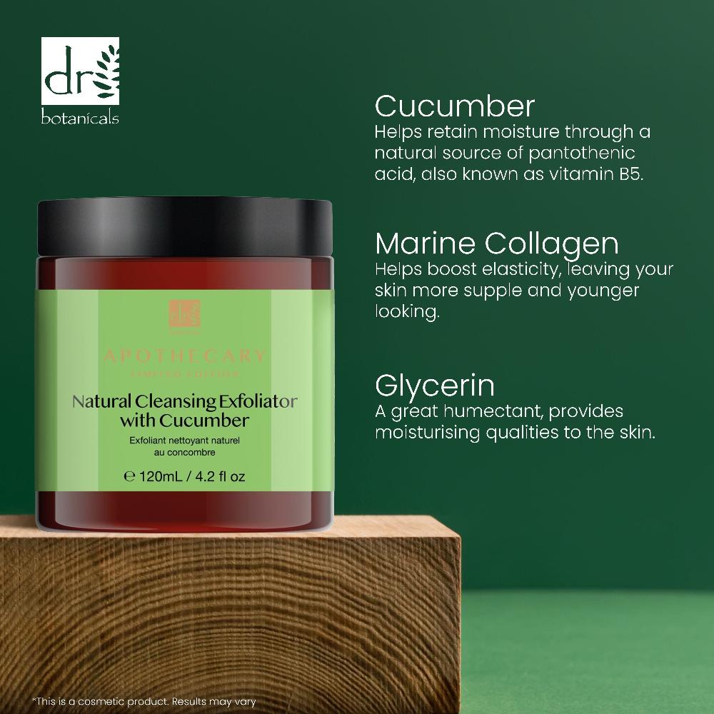 Skin Chemist Dr Botanicals Natural Cleansing Exfoliator With Cucumber 120ml Twin Va