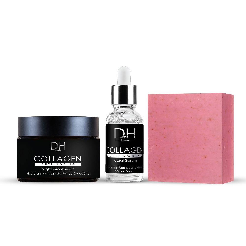 skin chemist Dr H Collagen Night Moisturiser+ Facial Serum + Cleansing Bar