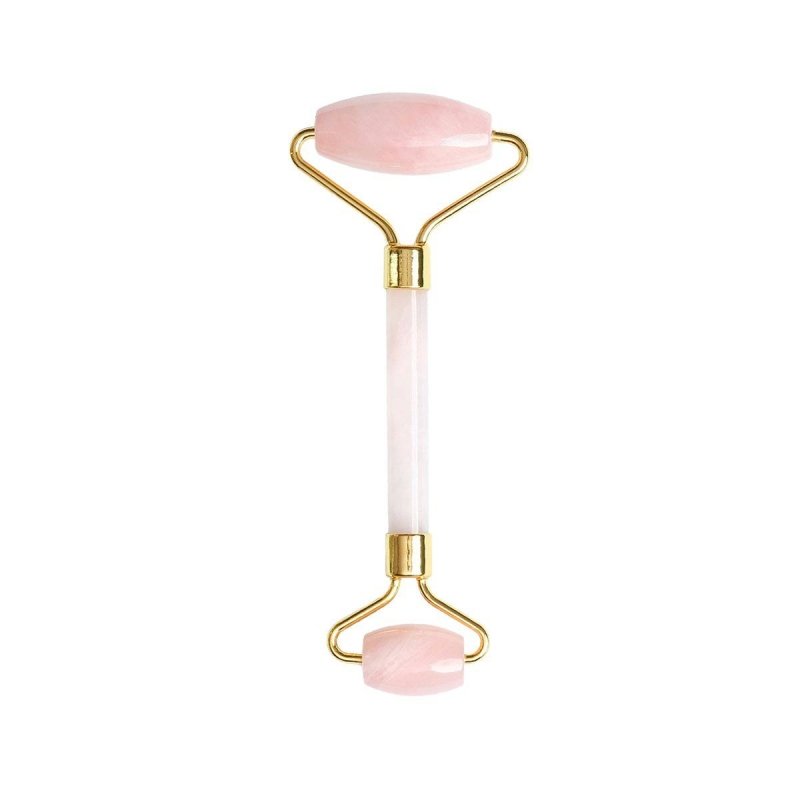 skin chemist Rose Quartz Nurturing & Healing Stone Facial Roller (Rose Gold Handle)