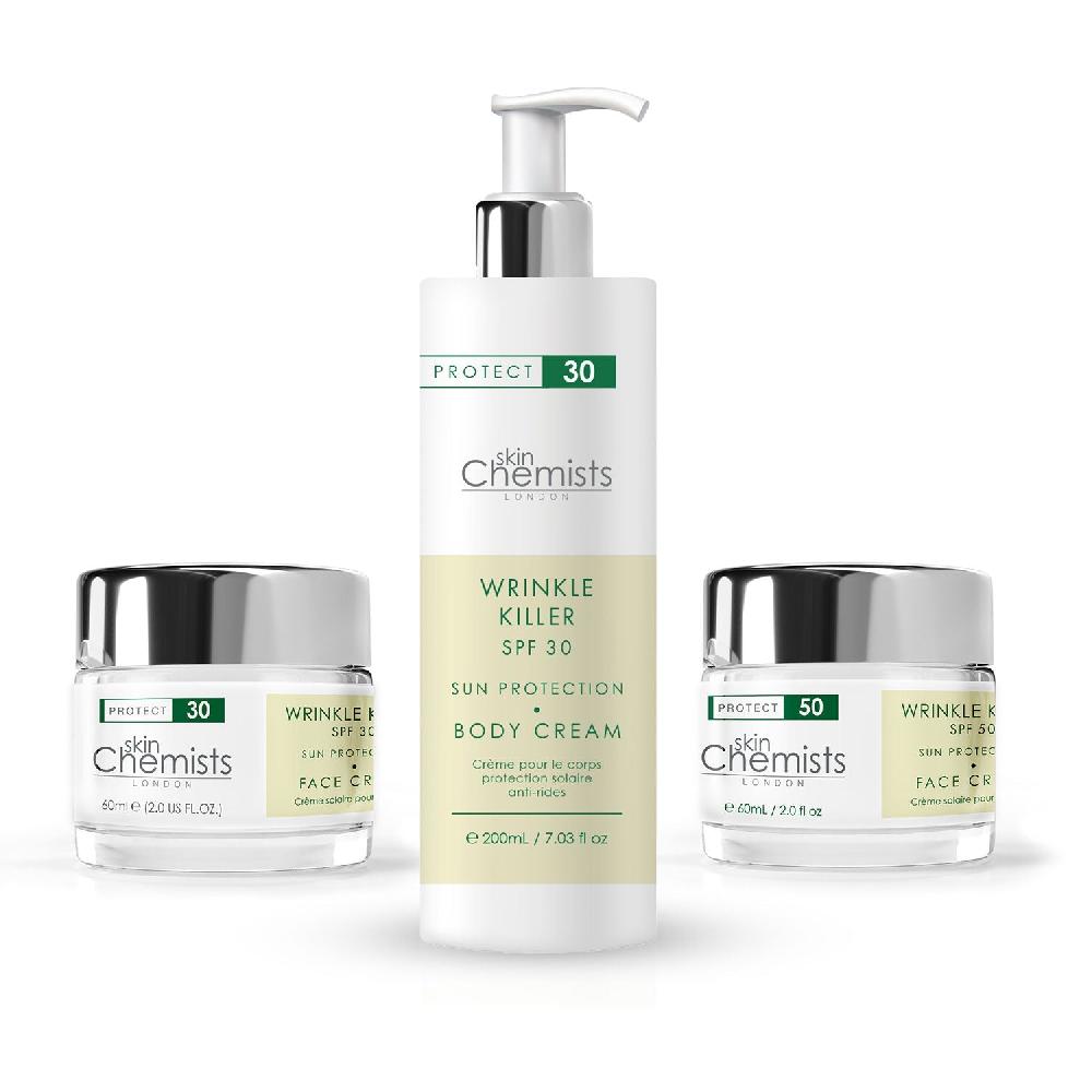 skin chemist Wrinkle Killer SPF 50+30 Body Cream and Day Moisturiser