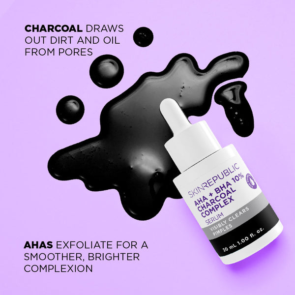 Skin Republic AHA + BHA 10% Charcoal Complex Serum - Skin Republic South Africa