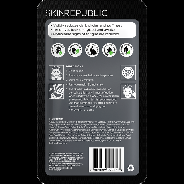 Skin Republic Anti-Fatigue Charcoal Under Eye Patch For Men (3 Pairs) - Skin Republic - South Africa - Shop Online - Skin Republic South Africa