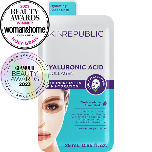 skin republic Hyaluronic Acid + Collagen Face Mask Sheet - Skin Republic - South Africa - Shop Online - Skin Republic South Africa