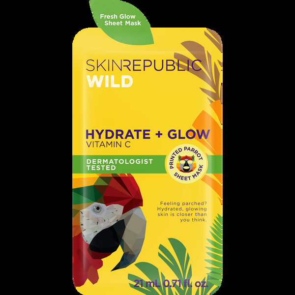 skin republic Hydrate + Glow Vitamin C Parrot Face Mask Sheet - Skin Republic - South Africa - Shop Online - Skin Republic South Africa