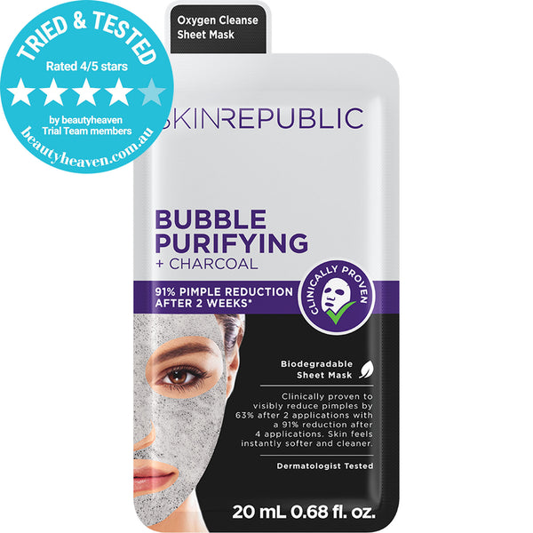 skin republic Skin Republic Bubble Purifying + Charcoal Face Mask Sheet - Skin Republic - South Africa - Shop Online - Skin Republic South Africa