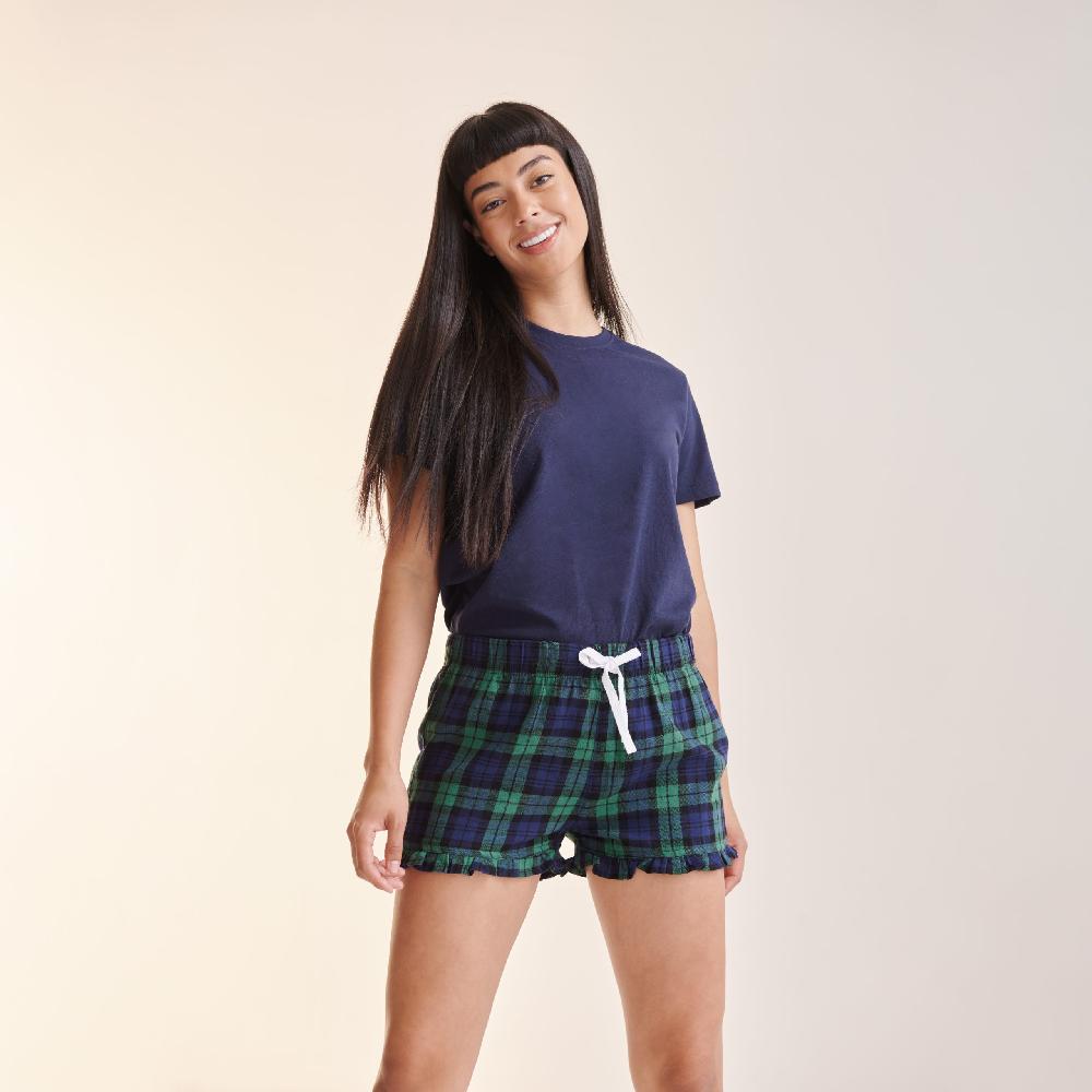 Skinnifit SK082 WOMEN'S TARTAN FRILL LOUNGE SHORTS - SF