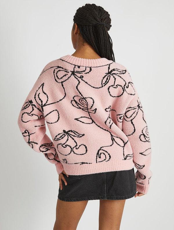 Skinnydip London Abstract Line Knitted Cardigan In Black & Pink – Skinnydip London