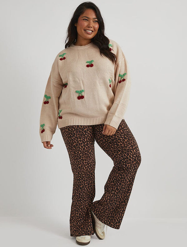 Skinnydip London Applique Crochet Cherry Knitted Jumper In Cream