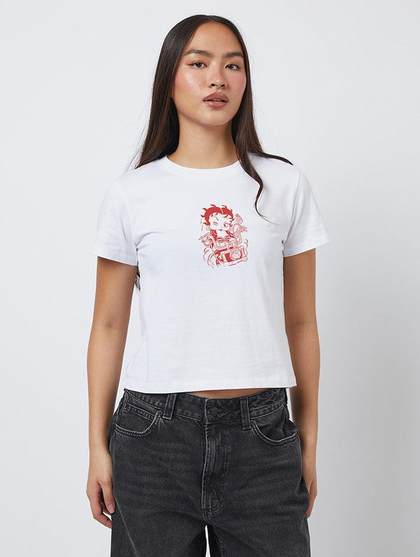 Skinnydip London Betty Boop x Skinnydip Motorcycle Baby T-Shirt In White