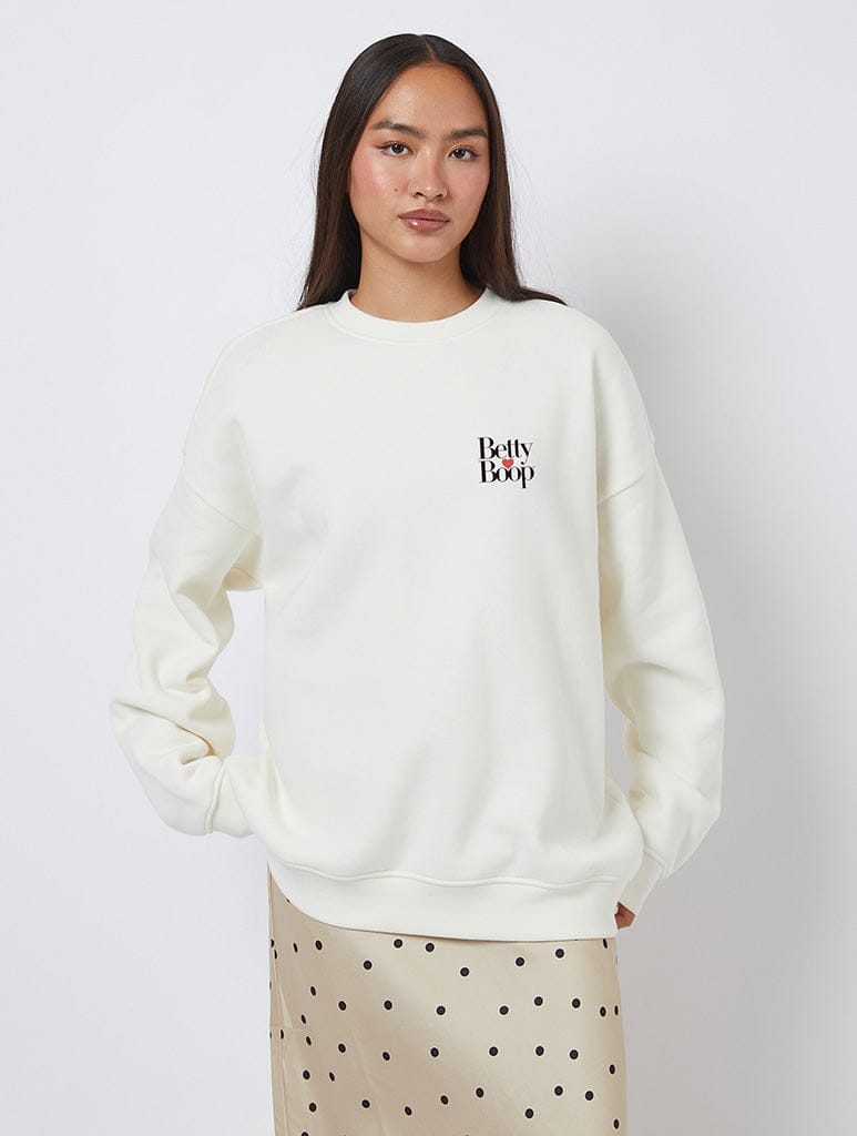 Skinnydip London Betty Boop X Skinnydip Motorcycle Sweatshirt In White