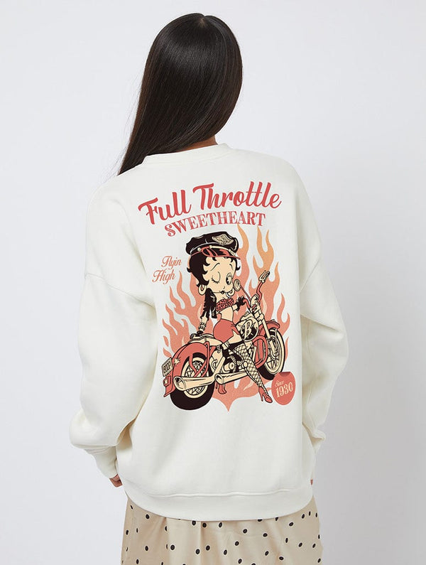 Skinnydip London Betty Boop x Skinnydip Motorcycle Sweatshirt In White