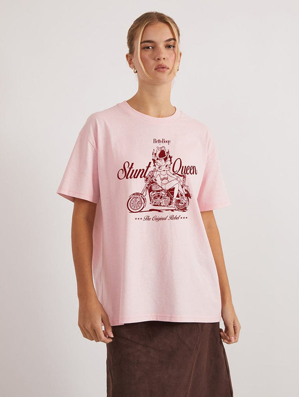 Skinnydip London Betty Boop x Skinnydip Stunt Queen T-Shirt In Pink