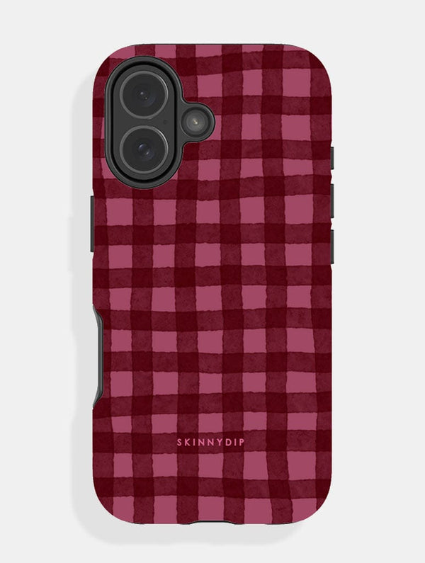 Skinnydip London Burgundy Gingham Ultra Protective iPhone Case Skinnydip London Burgundy Gingham Ultra Protective iPhone Case