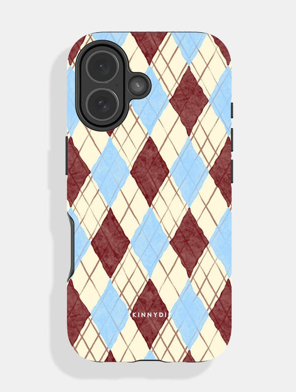 Skinnydip London Butter Blue and Brown Argle Check Ultra Protective iPhone Case