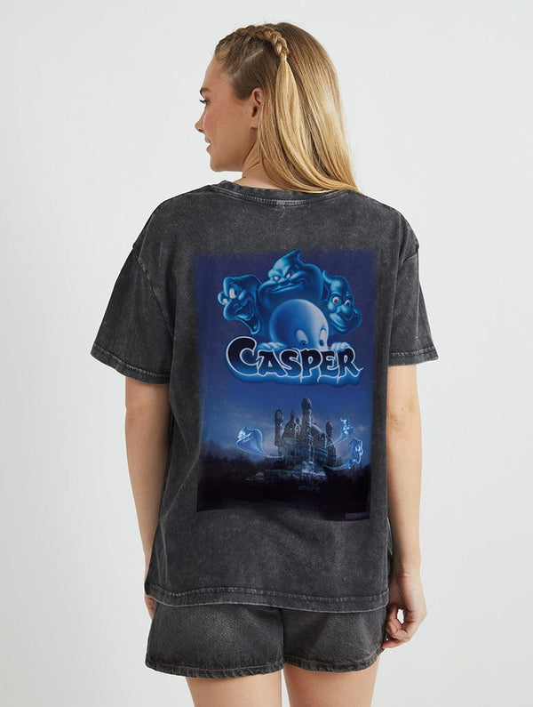 Skinnydip London Casper x Skinnydip Poster Print T-Shirt In Acid Wash