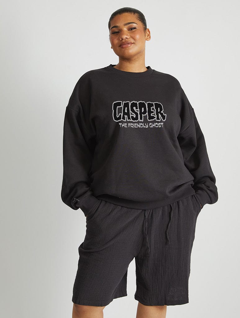Skinnydip London Casper X Skinnydip You Look Like You've Seen A Ghost Sweatshirt In Black