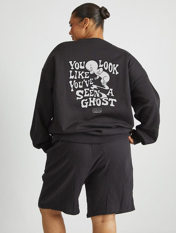 Skinnydip London Casper x Skinnydip You Look Like You've Seen A Ghost Sweatshirt In Black