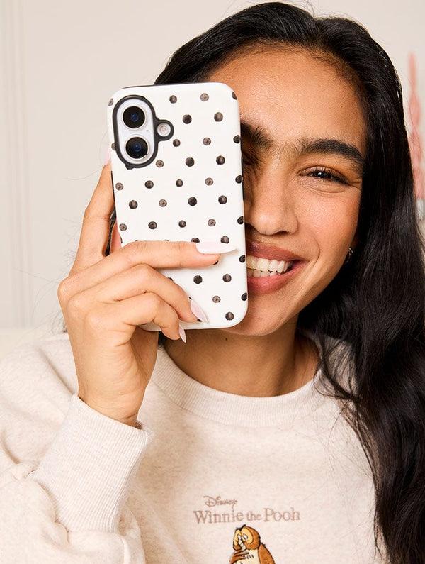 Skinnydip London Cream And Black Painted Polka Dot Ultra Protective IPhone Case