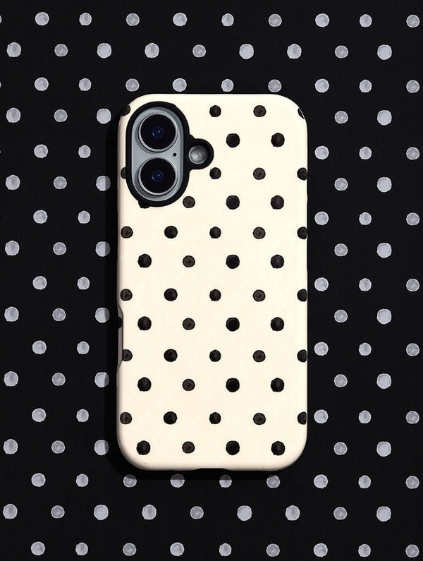 Skinnydip London Cream And Black Painted Polka Dot Ultra Protective iPhone Case