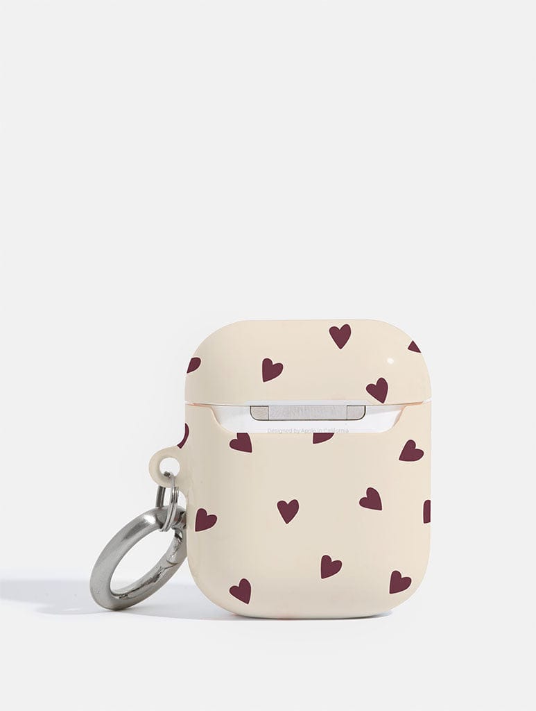 Skinnydip London Cream And Burgundy Ditsy Hearts AirPods Case