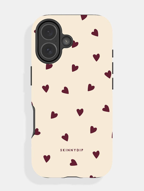 Skinnydip London Cream and Burgundy Ditsy Hearts Ultra Protective iPhone Case – Skinnydip London