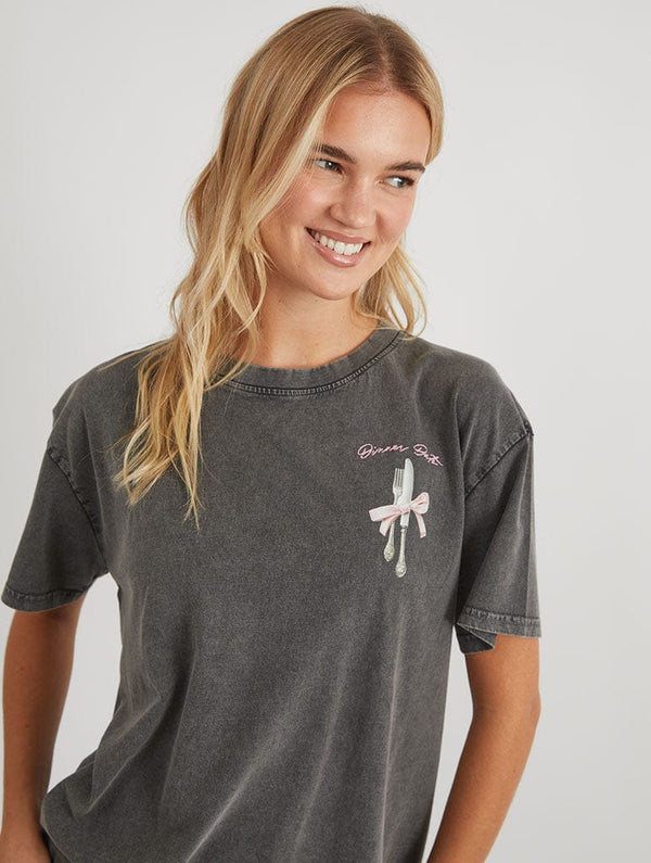 Skinnydip London Dinner Date T-Shirt In Acid Wash – Skinnydip London