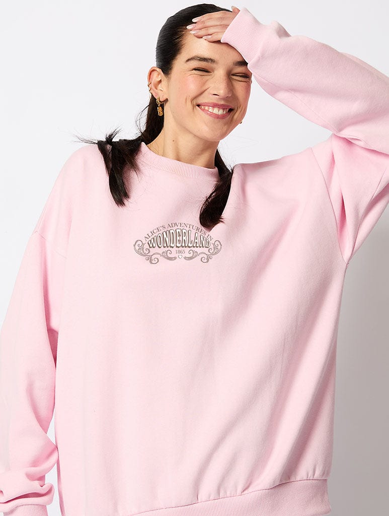 Skinnydip London Disney Alice In Wonderland Book Sweatshirt In Pink