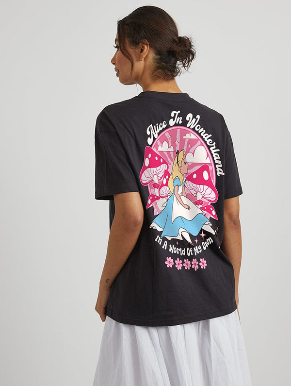 Skinnydip London Disney Alice in Wonderland In A World Of My Own T-Shirt in Black