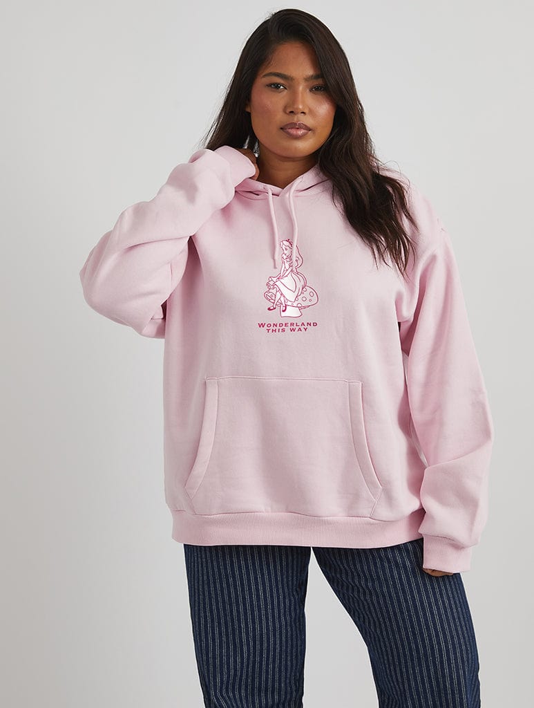 Skinnydip London Disney Alice In Wonderland 'Wonderland This Way' Hoodie In Pink