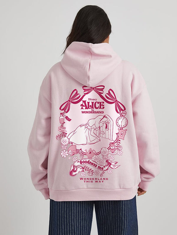 Skinnydip London Disney Alice in Wonderland 'Wonderland This Way' Hoodie in Pink