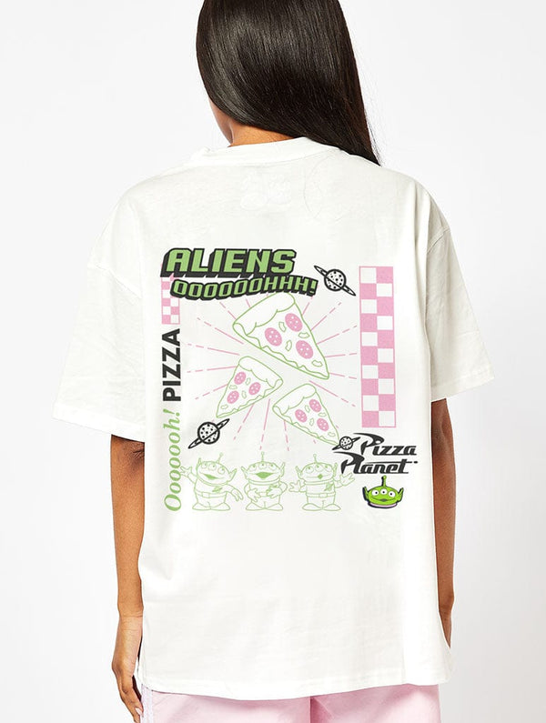 Skinnydip London Disney Aliens Pizza Planet T-Shirt In Ecru