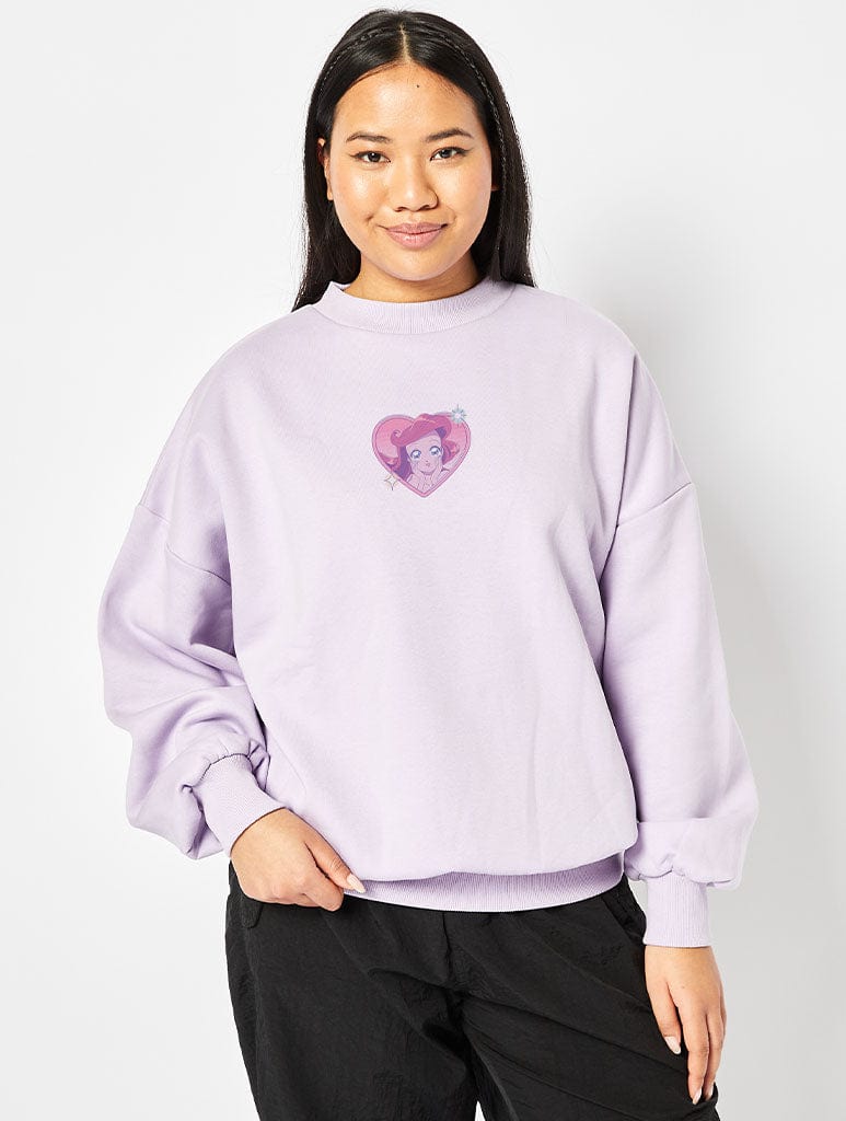 Skinnydip London Disney Ariel Princess Manga Sweatshirt In Lilac