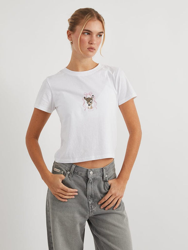 Skinnydip London Disney Bambi Bow Frame Baby T-Shirt In White