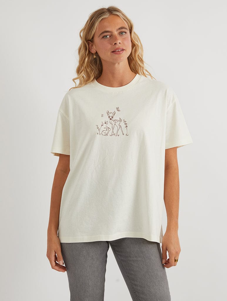 Skinnydip London Disney Bambi Monochrome T-Shirt In White