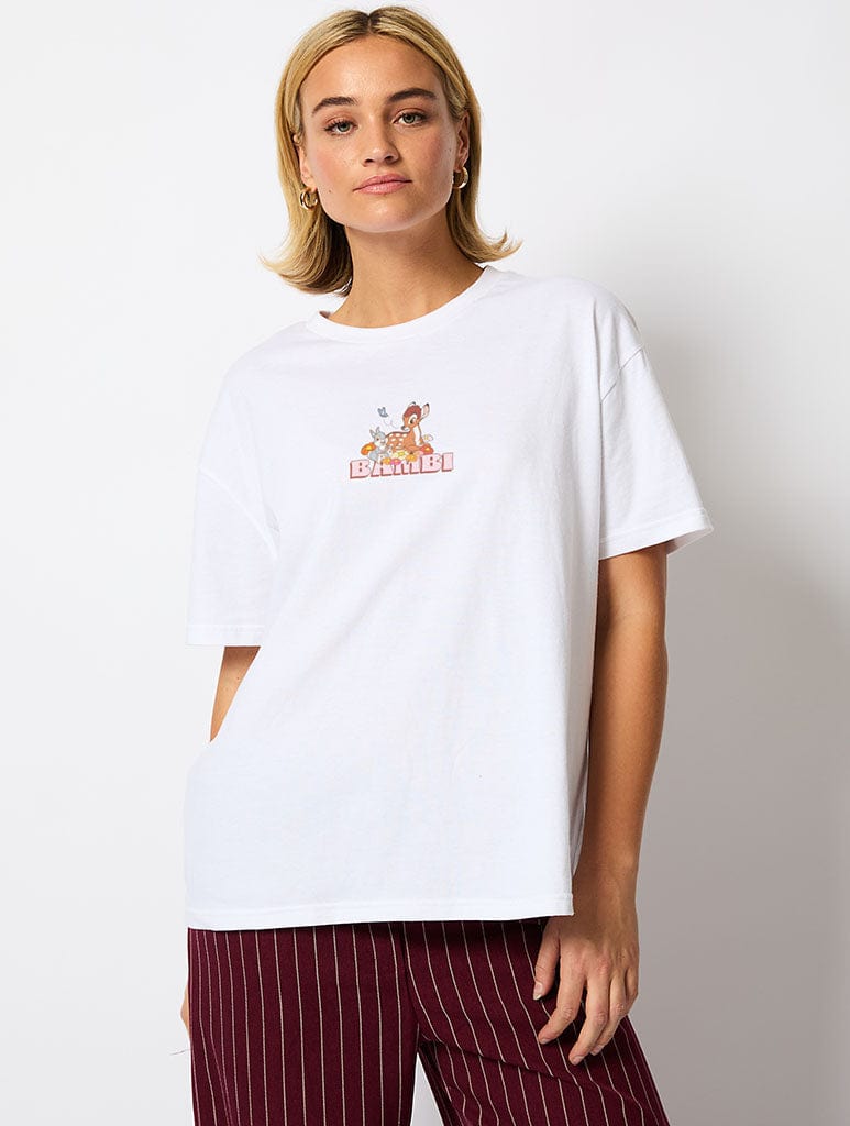 Skinnydip London Disney Bambi Poster T-Shirt In Ecru