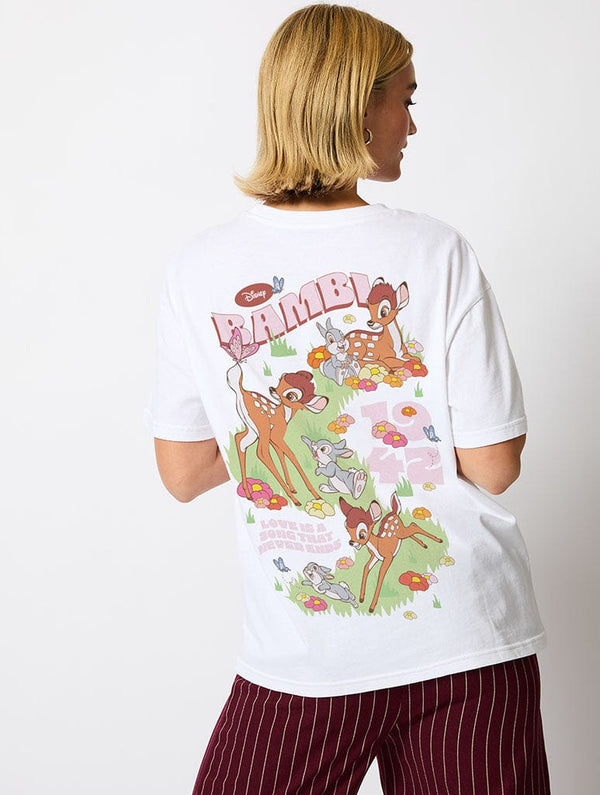 Skinnydip London Disney Bambi Poster T-Shirt In Ecru