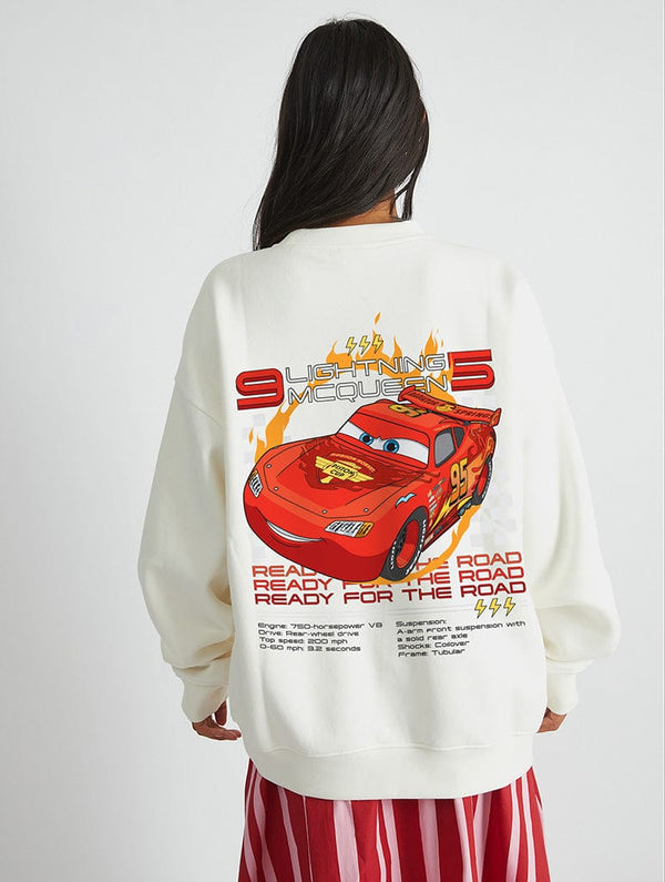 Skinnydip London Disney Cars Lightning McQueen Poster Sweatshirt In White Skinnydip London Disney Cars Lightning McQueen Poster Sweatshirt In White