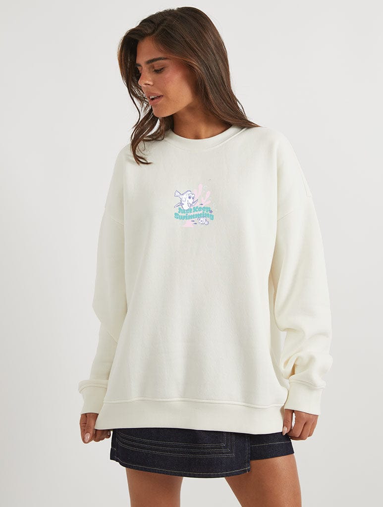 Skinnydip London Disney Finding Dory Just Keep Swimming Sweatshirt In White