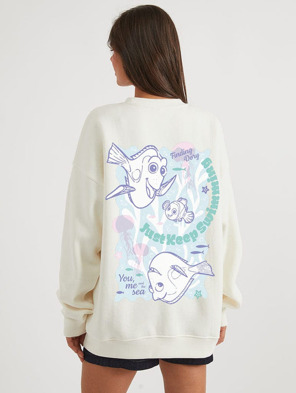 Skinnydip London Disney Finding Dory Just Keep Swimming Sweatshirt In White
