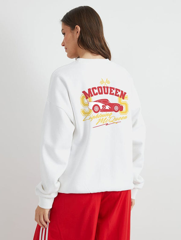Skinnydip London Disney Lightning McQueen Varsity Sweatshirt In White
