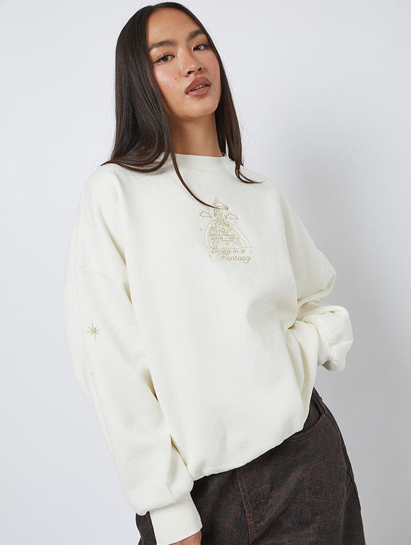 Skinnydip London Disney Living In A Fantasy Gold Embroidered Sweatshirt – Skinnydip London