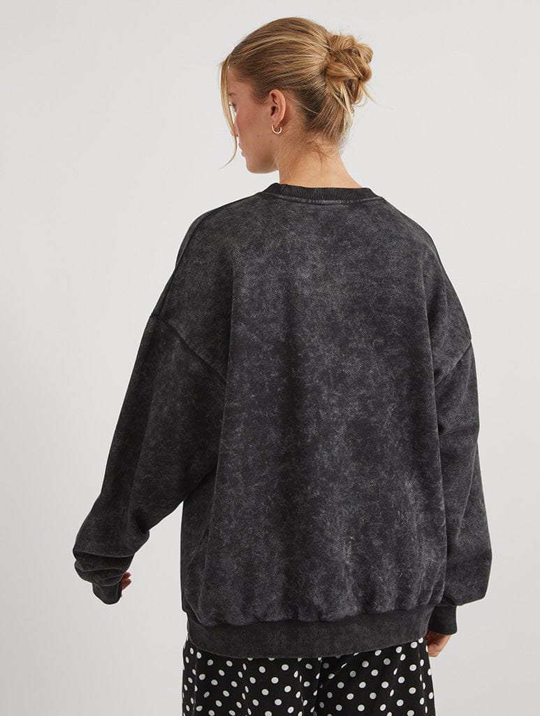 Skinnydip London Disney Mickey And Minnie True Love Sweatshirt In Acid Wash