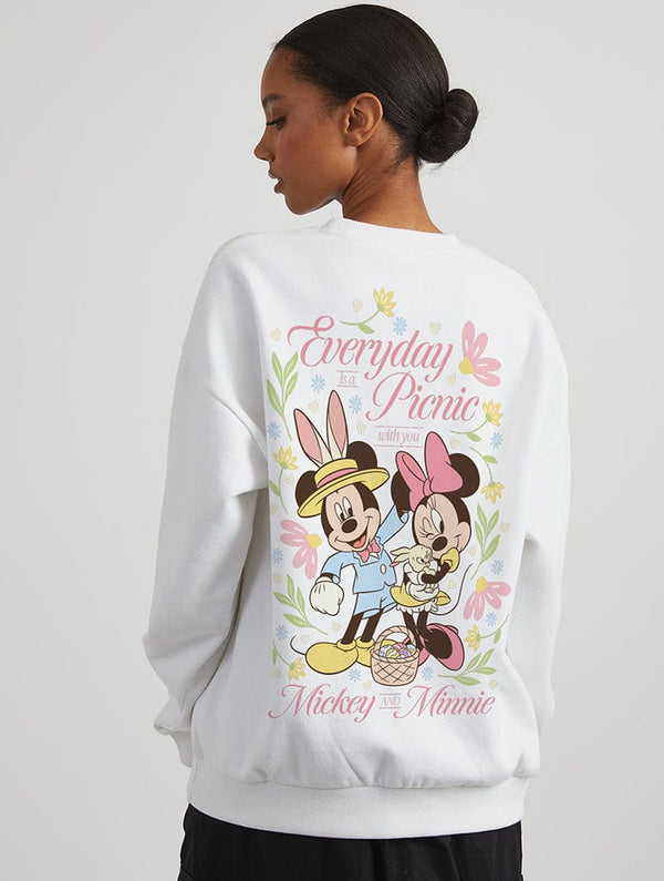 Skinnydip London Disney Mickey Mouse Picnic Sweatshirt In Ecru